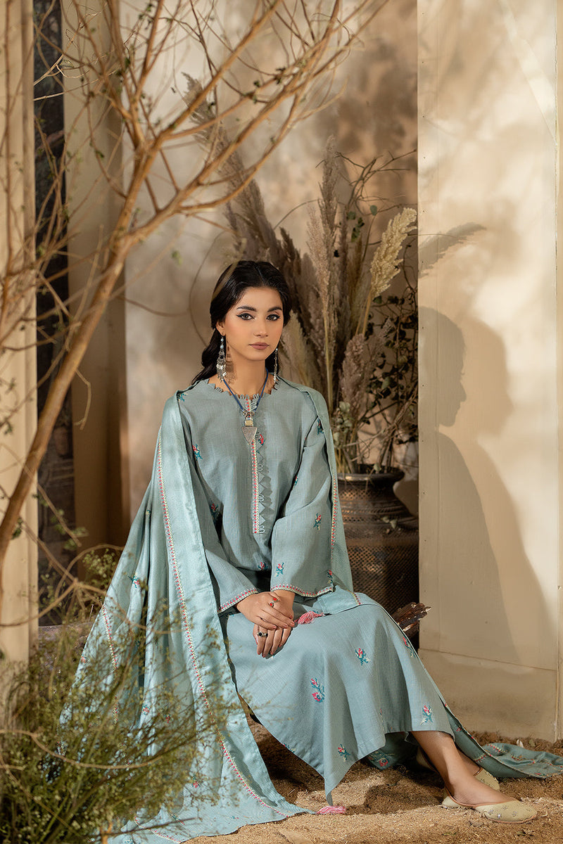 LW2-03 Sea Green Embroidered -3 Piece