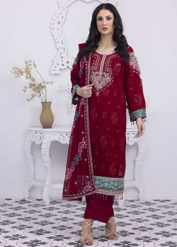 PD-23-101 Mansoob Embroidered Stitched 3 Piece Chiffon Suit