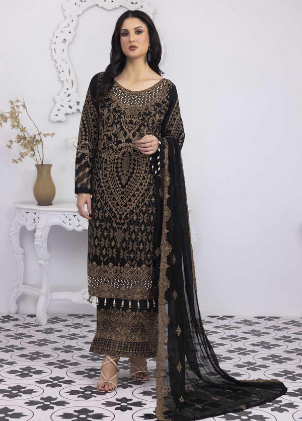 PD-23-102 Mansoob Embroidered Stitched 3 Piece Chiffon Suit